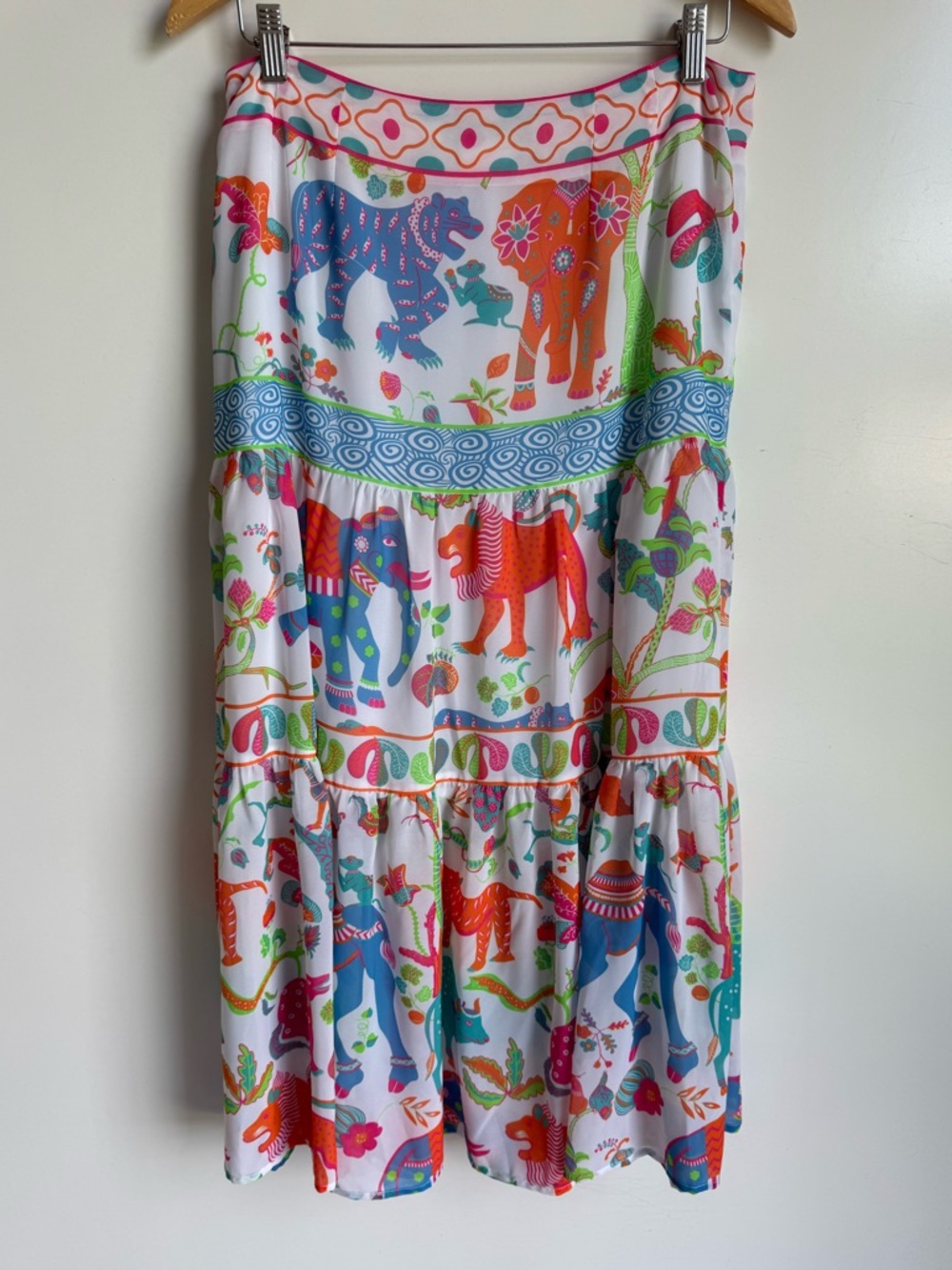 Gretchen Scott Ipanema Long Maxi Tiered Skirt Animal Kingdom Women Medium Bright - Picture 3 of 9